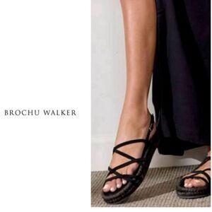 Brochu Walker Dawson Espadrilles in Onyx Black Strappy Gladiators Size 9 NIB